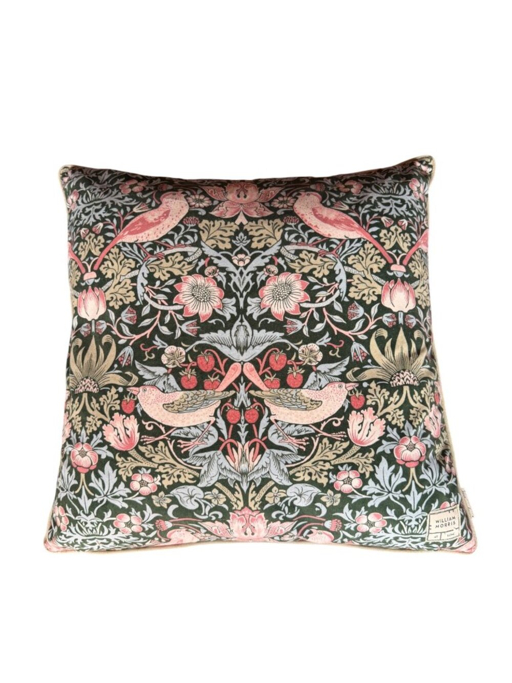 William Morris Strawberry Thief Decorative Throw Pillow 18x18 Inches With Floral